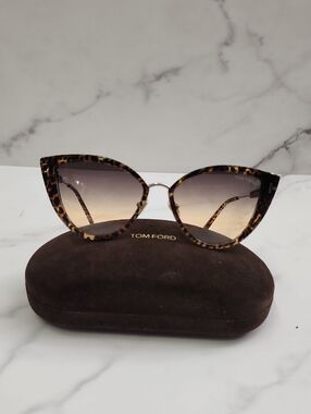 NEW Authentic Tom Ford Anjelica-02 Leopard Cat Eye Sunglasses